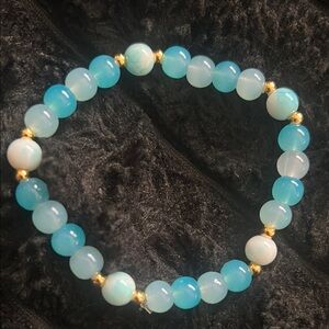 Elegant Blue and Gold Beaded Bracelet